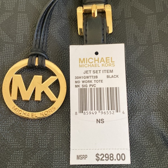 MICHAEL Michael Kors 🖤BLACK🖤 JET SET MEDIUM SIGNATURE WORK TOTE BAG 🌟EUC🌟 - Picture 16 of 17